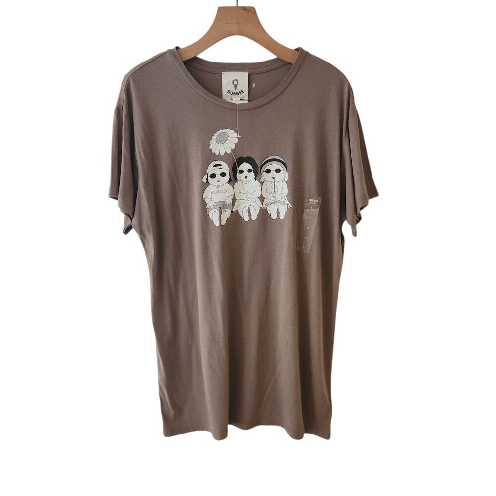 Dubgee by Whoopie Goldberg T-shirt Brown Toffee Oversized‎ Small NEW NWT